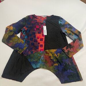 NWT Violet Ruby Top Blouse Lagenlook Stained Glass Size Medium New